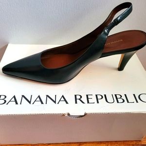 Black leather Banana Republic Slingback Heels